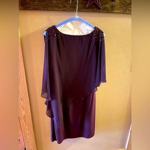 Mother of groom/bride dress 8 w/bead overlay sheath cold shoulder wedding party